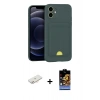 MARSİLYAN™- iPhone 11 Kılıf Vadi Çizgi Prime - Siyah Buffer Hayalet Cam Ekran Koruyucu + Renkli Kamera Lens Koruma Cam - YL