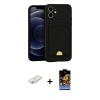 MARSİLYAN™- iPhone 11 Kılıf Vadi Çizgi Prime - Siyah Buffer Hayalet Cam Ekran Koruyucu + Sarı Renkli Kamera Lens Koruma Cam
