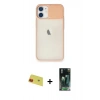 MARSİLYAN™- iPhone 11 Kılıf Vadi Çizgi - Şeffaf 360 Full Body Arka Koruyucu + Kırmızı Rainbow Kamera Lens Koruma Cam