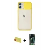 MARSİLYAN™- iPhone 11 Kılıf Vadi Çizgi - Şeffaf 360 Full Body Arka Koruyucu + Kırmızı Rainbow Kamera Lens Koruma Cam