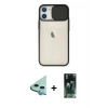 MARSİLYAN™- iPhone 11 Kılıf Vadi Çizgi - Şeffaf 360 Full Body Arka Koruyucu + Raze Metal Kamera Lens - MI