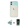 MARSİLYAN™- iPhone 11 Kılıf Vadi Çizgi - Şeffaf 360 Full Body Arka Koruyucu + Raze Metal Kamera Lens - MI