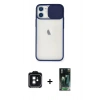MARSİLYAN™- iPhone 11 Kılıf Vadi Çizgi - Şeffaf 360 Full Body Arka Koruyucu + PVD Metal Kamera Lens - SH