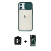 MARSİLYAN™- iPhone 11 Kılıf Vadi Çizgi - Şeffaf 360 Full Body Arka Koruyucu + PVD Metal Kamera Lens - YL
