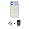 MARSİLYAN™- iPhone 11 Kılıf Vadi Çizgi - Şeffaf 360 Full Body Arka Koruyucu + Raze Metal Kamera Lens - GS