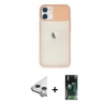 MARSİLYAN™- iPhone 11 Kılıf Vadi Çizgi - Şeffaf 360 Full Body Arka Koruyucu + Raze Metal Kamera Lens - GS