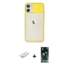 MARSİLYAN™- iPhone 11 Kılıf Vadi Çizgi - Şeffaf 360 Full Body Arka Koruyucu + Renkli Kamera Lens Koruma Cam - SI