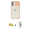 MARSİLYAN™- iPhone 11 Kılıf Vadi Çizgi - Şeffaf Pasifik Cam Ekran Koruyucu + Kırmızı Rainbow Kamera Lens Koruma Cam