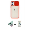 MARSİLYAN™- iPhone 11 Kılıf Vadi Çizgi - Şeffaf Pasifik Cam Ekran Koruyucu + Raze Metal Kamera Lens - KI