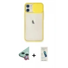 MARSİLYAN™- iPhone 11 Kılıf Vadi Çizgi - Şeffaf Pasifik Cam Ekran Koruyucu + Raze Metal Kamera Lens - KI