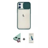 MARSİLYAN™- iPhone 11 Kılıf Vadi Çizgi - Şeffaf Pasifik Cam Ekran Koruyucu + Raze Metal Kamera Lens - KI