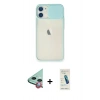 MARSİLYAN™- iPhone 11 Kılıf Vadi Çizgi - Şeffaf Pasifik Cam Ekran Koruyucu + Raze Metal Kamera Lens - KI