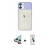 MARSİLYAN™- iPhone 11 Kılıf Vadi Çizgi - Şeffaf Pasifik Cam Ekran Koruyucu + Raze Metal Kamera Lens - KI