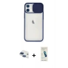 MARSİLYAN™- iPhone 11 Kılıf Vadi Çizgi - Şeffaf Pasifik Cam Ekran Koruyucu + Pers Alüminyum Kamera Lens - LT