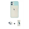 MARSİLYAN™- iPhone 11 Kılıf Vadi Çizgi - Şeffaf Pasifik Cam Ekran Koruyucu + Pers Alüminyum Kamera Lens - LT