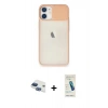 MARSİLYAN™- iPhone 11 Kılıf Vadi Çizgi - Şeffaf Pasifik Cam Ekran Koruyucu + Pers Alüminyum Kamera Lens - LT
