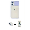MARSİLYAN™- iPhone 11 Kılıf Vadi Çizgi - Şeffaf Pasifik Cam Ekran Koruyucu + Pers Alüminyum Kamera Lens - LT