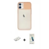 MARSİLYAN™- iPhone 11 Kılıf Vadi Çizgi - Şeffaf Pasifik Cam Ekran Koruyucu + Renkli Kamera Lens Koruma Cam - PE