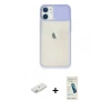 MARSİLYAN™- iPhone 11 Kılıf Vadi Çizgi - Şeffaf Pasifik Cam Ekran Koruyucu + Renkli Kamera Lens Koruma Cam - PE