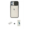 MARSİLYAN™- iPhone 11 Kılıf Vadi Çizgi - Şeffaf Pasifik Cam Ekran Koruyucu + Renkli Kamera Lens Koruma Cam - PE