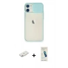 MARSİLYAN™- iPhone 11 Kılıf Vadi Çizgi - Şeffaf Pasifik Cam Ekran Koruyucu + Renkli Kamera Lens Koruma Cam - PE
