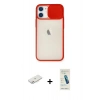 MARSİLYAN™- iPhone 11 Kılıf Vadi Çizgi - Şeffaf Pasifik Cam Ekran Koruyucu + Renkli Kamera Lens Koruma Cam - PE