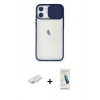 MARSİLYAN™- iPhone 11 Kılıf Vadi Çizgi - Şeffaf Pasifik Cam Ekran Koruyucu + Renkli Kamera Lens Koruma Cam - PE