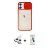 MARSİLYAN™- iPhone 11 Kılıf Vadi Çizgi - Şeffaf Pasifik Cam Ekran Koruyucu + Raze Metal Kamera Lens - GS