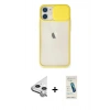 MARSİLYAN™- iPhone 11 Kılıf Vadi Çizgi - Şeffaf Pasifik Cam Ekran Koruyucu + Raze Metal Kamera Lens - GS