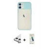 MARSİLYAN™- iPhone 11 Kılıf Vadi Çizgi - Şeffaf Pasifik Cam Ekran Koruyucu + Raze Metal Kamera Lens - GS