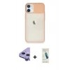 MARSİLYAN™- iPhone 11 Kılıf Vadi Çizgi - Şeffaf Pasifik Cam Ekran Koruyucu + Raze Metal Kamera Lens - MR