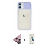 MARSİLYAN™- iPhone 11 Kılıf Vadi Çizgi - Şeffaf Pasifik Cam Ekran Koruyucu + Raze Metal Kamera Lens - SH