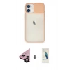 MARSİLYAN™- iPhone 11 Kılıf Vadi Çizgi - Şeffaf Pasifik Cam Ekran Koruyucu + Raze Metal Kamera Lens - SH