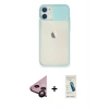 MARSİLYAN™- iPhone 11 Kılıf Vadi Çizgi - Şeffaf Pasifik Cam Ekran Koruyucu + Raze Metal Kamera Lens - SH