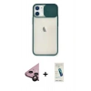 MARSİLYAN™- iPhone 11 Kılıf Vadi Çizgi - Şeffaf Pasifik Cam Ekran Koruyucu + Raze Metal Kamera Lens - SH