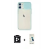 MARSİLYAN™- iPhone 11 Kılıf Vadi Çizgi - Şeffaf Pasifik Cam Ekran Koruyucu + PVD Metal Kamera Lens - YL