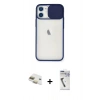 MARSİLYAN™- iPhone 11 Kılıf Vadi Çizgi - Şeffaf Uv Polymer Nano Ekran Koruyucu + Gold Pers Alüminyum Kamera Lens