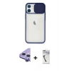 MARSİLYAN™- iPhone 11 Kılıf Vadi Çizgi - Şeffaf Uv Polymer Nano Ekran Koruyucu + Mor Raze Metal Kamera Lens
