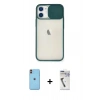 MARSİLYAN™- iPhone 11 Kılıf Vadi Çizgi - Şeffaf Uv Polymer Nano Ekran Koruyucu + Neon Fosforlu Kamera Lens - TU