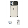 MARSİLYAN™- iPhone 11 Kılıf Vadi Çizgi - Şeffaf Uv Polymer Nano Ekran Koruyucu + Pers Alüminyum Kamera Lens - GI