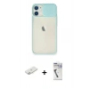 MARSİLYAN™- iPhone 11 Kılıf Vadi Çizgi - Şeffaf Uv Polymer Nano Ekran Koruyucu + Renkli Kamera Lens Koruma Cam - SI