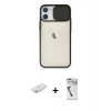 MARSİLYAN™- iPhone 11 Kılıf Vadi Çizgi - Şeffaf Uv Polymer Nano Ekran Koruyucu + Renkli Kamera Lens Koruma Cam - SI
