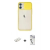 MARSİLYAN™- iPhone 11 Kılıf Vadi Çizgi - Şeffaf Uv Polymer Nano Ekran Koruyucu + Sarı Renkli Kamera Lens Koruma Cam