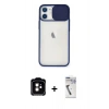 MARSİLYAN™- iPhone 11 Kılıf Vadi Çizgi - Şeffaf Uv Polymer Nano Ekran Koruyucu + Turuncu PVD Metal Kamera Lens