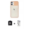 MARSİLYAN™- iPhone 11 Kılıf Vadi Çizgi - Şeffaf Uv Polymer Nano Ekran Koruyucu + Turuncu PVD Metal Kamera Lens