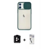 MARSİLYAN™- iPhone 11 Kılıf Vadi Çizgi - Şeffaf Uv Polymer Nano Ekran Koruyucu + Turuncu PVD Metal Kamera Lens