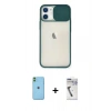 MARSİLYAN™- iPhone 11 Kılıf Vadi Çizgi - Şeffaf Uv Polymer Nano Ekran Koruyucu + Neon Fosforlu Kamera Lens - YL
