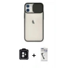 MARSİLYAN™- iPhone 11 Kılıf Vadi Çizgi - Şeffaf Uv Polymer Nano Ekran Koruyucu + PVD Metal Kamera Lens - YL