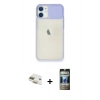 MARSİLYAN™- iPhone 11 Kılıf Vadi Çizgi - Siyah 34D Hayalet Izgaralı Cam + Pers Alüminyum Kamera Lens - GD