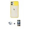 MARSİLYAN™- iPhone 11 Kılıf Vadi Çizgi - Siyah 34D Hayalet Izgaralı Cam + Pers Alüminyum Kamera Lens - GI